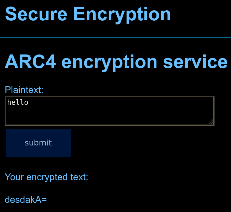 The provided encryption service